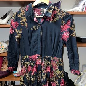 Black And Floral Shirt Top Style Dress